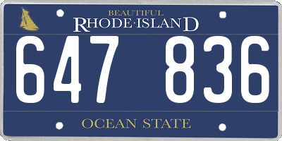 RI license plate 647836
