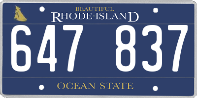 RI license plate 647837