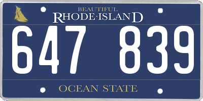 RI license plate 647839