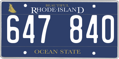 RI license plate 647840