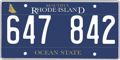 RI license plate 647842