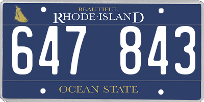 RI license plate 647843