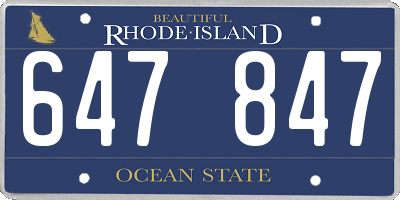 RI license plate 647847