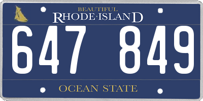 RI license plate 647849