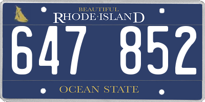 RI license plate 647852