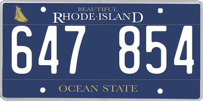 RI license plate 647854