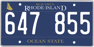 RI license plate 647855