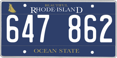 RI license plate 647862