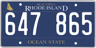 RI license plate 647865
