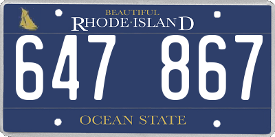 RI license plate 647867