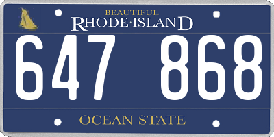 RI license plate 647868