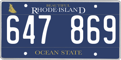RI license plate 647869