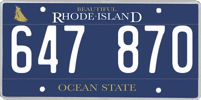 RI license plate 647870