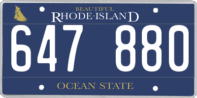 RI license plate 647880