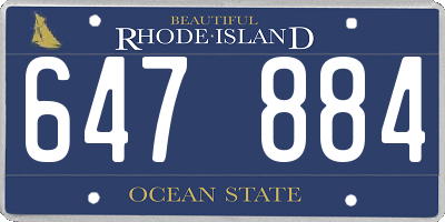 RI license plate 647884