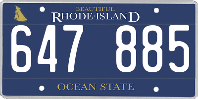 RI license plate 647885