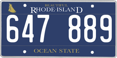 RI license plate 647889