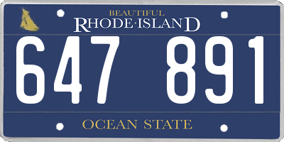 RI license plate 647891