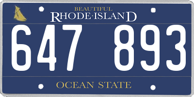 RI license plate 647893