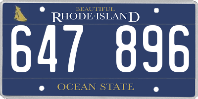 RI license plate 647896