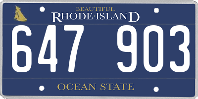 RI license plate 647903