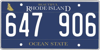 RI license plate 647906
