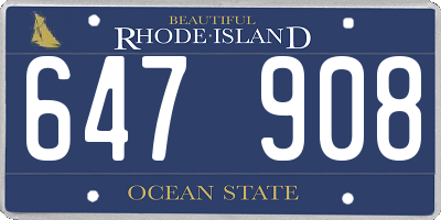 RI license plate 647908