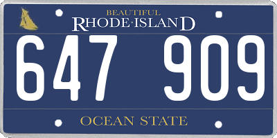 RI license plate 647909