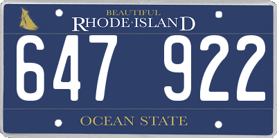 RI license plate 647922