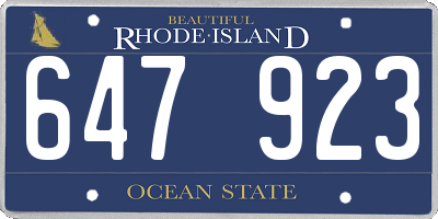 RI license plate 647923