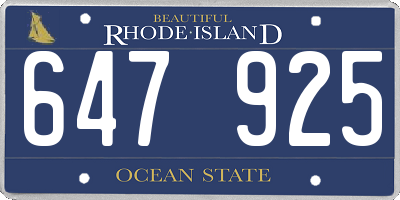 RI license plate 647925