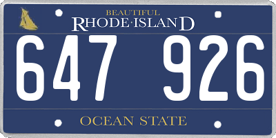 RI license plate 647926