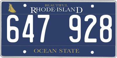 RI license plate 647928