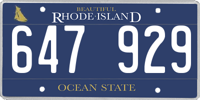 RI license plate 647929