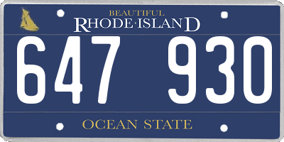 RI license plate 647930