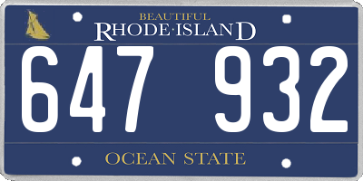 RI license plate 647932