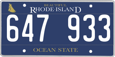RI license plate 647933