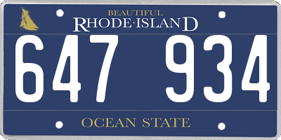 RI license plate 647934