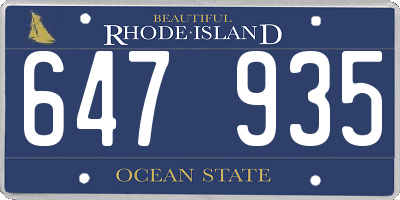 RI license plate 647935