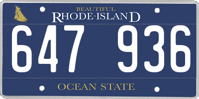 RI license plate 647936