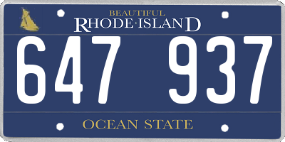 RI license plate 647937