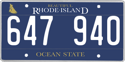 RI license plate 647940