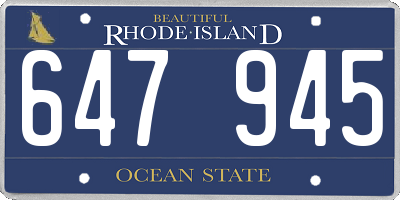 RI license plate 647945