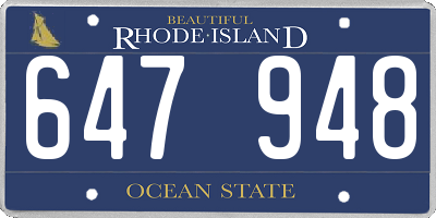 RI license plate 647948