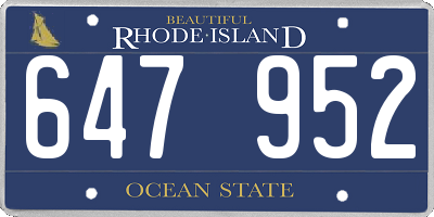 RI license plate 647952