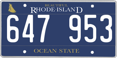 RI license plate 647953