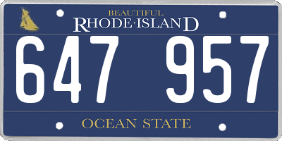 RI license plate 647957