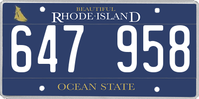 RI license plate 647958