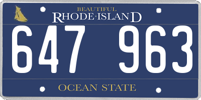 RI license plate 647963
