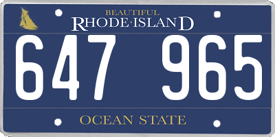 RI license plate 647965